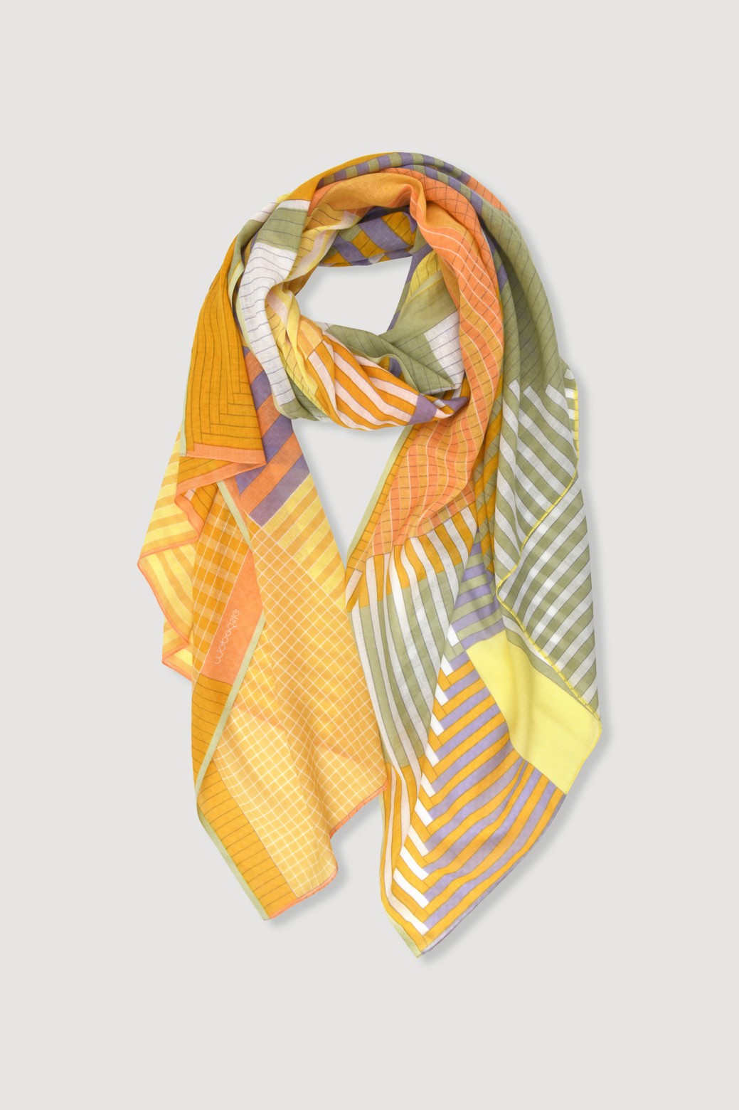 Foulard en coton Graphique Cascade jaune/Mapoésie