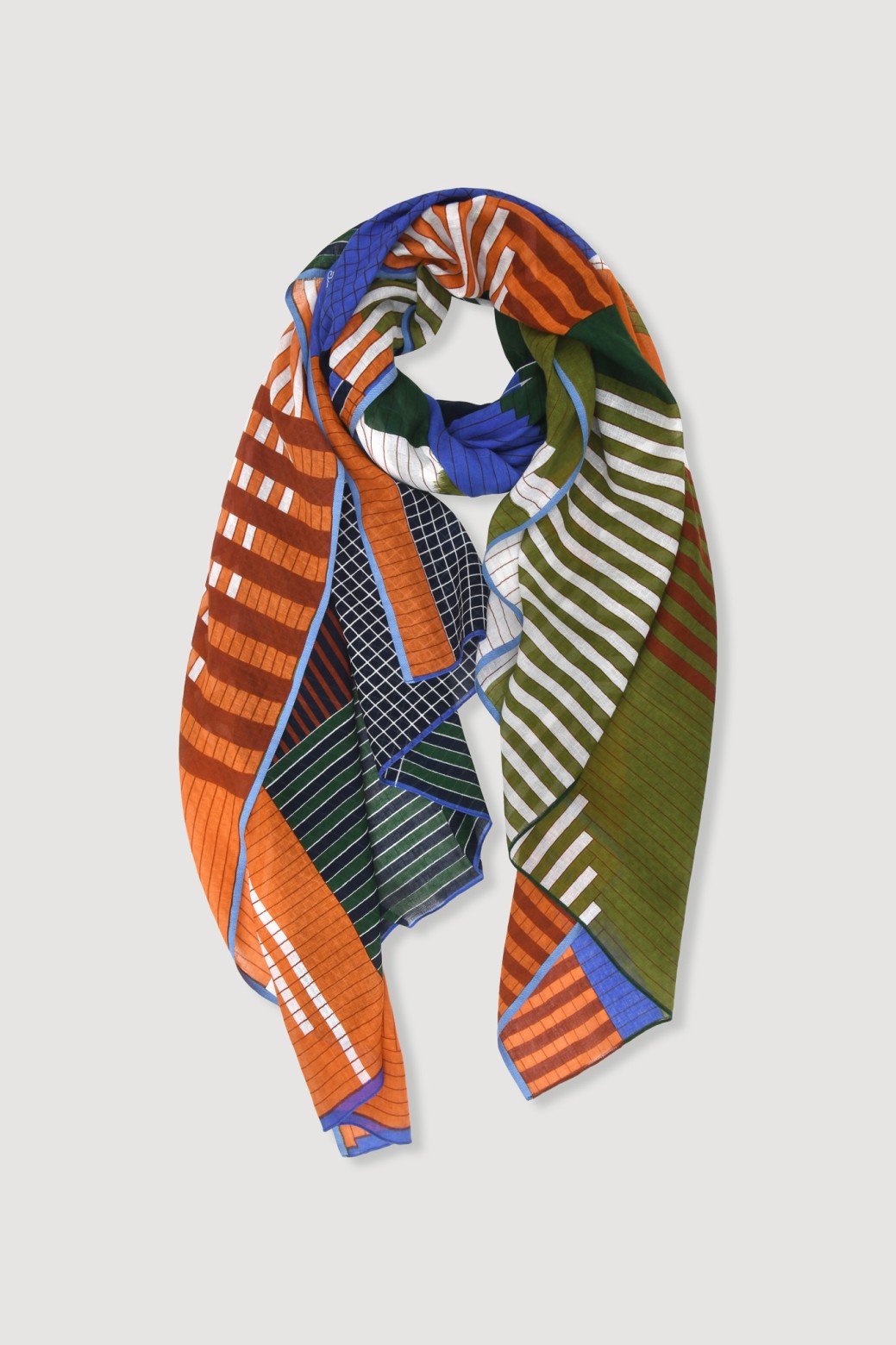 Foulard en coton Graphique Cascade bleu vert/Mapoésie
