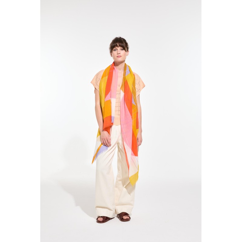 Foulard en coton Graphique Forma orange/Mapoésie