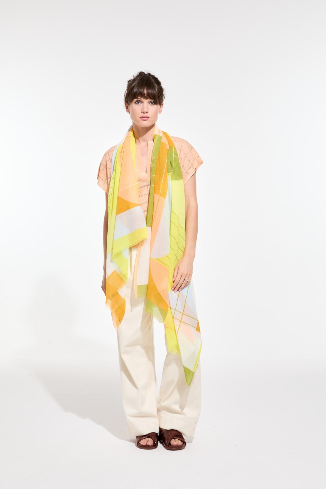 Foulard en coton Graphique Forma jaune/Mapoésie