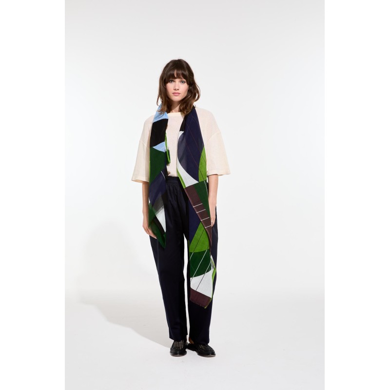 Foulard en coton Graphique Forma bleu vert/Mapoésie