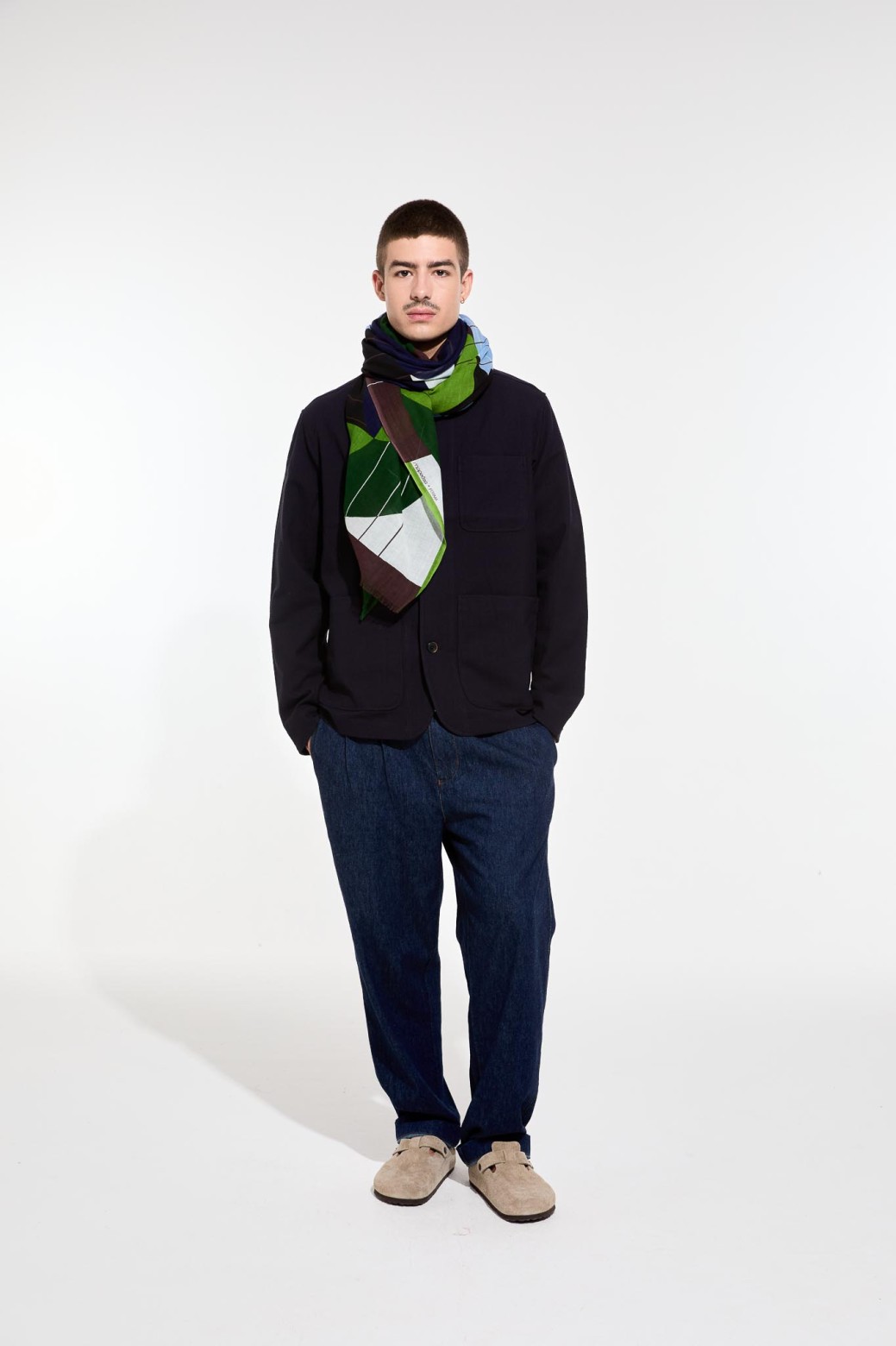 Foulard en coton Graphique Forma bleu vert/Mapoésie