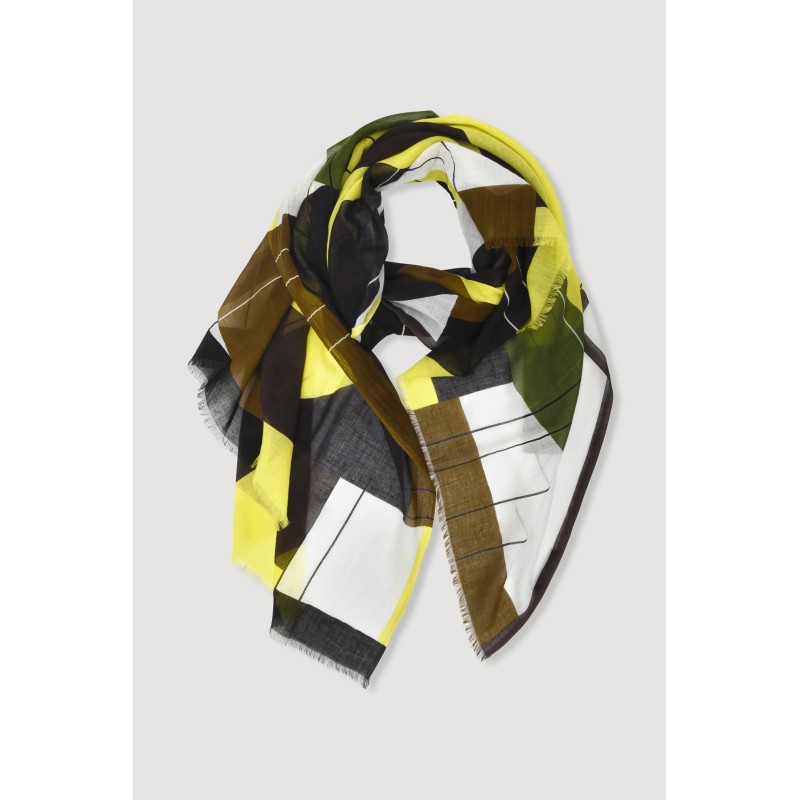 Foulard en coton Graphique Forma kaki jaune/Mapoésie