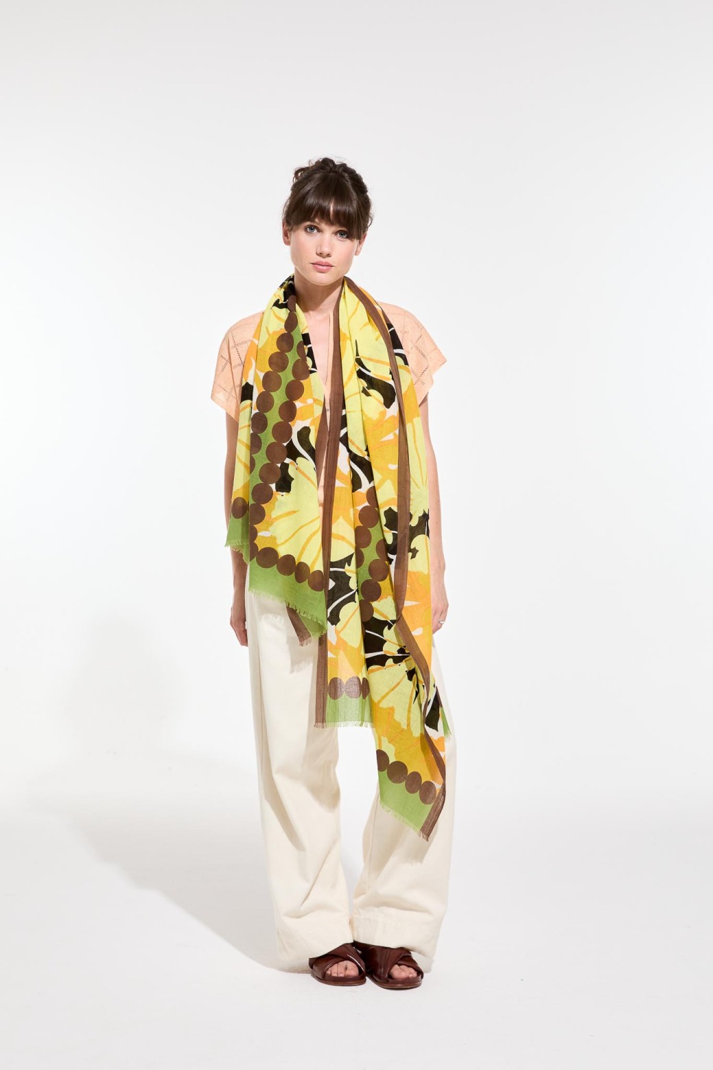 Foulard en coton Graphique à fleur jaune/Mapoésie