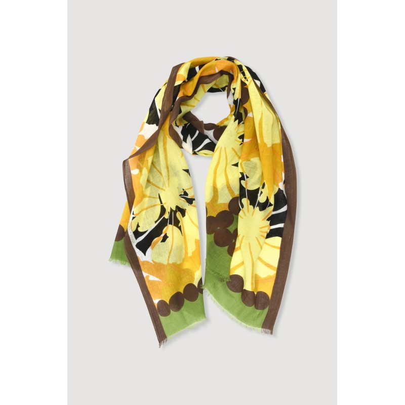 Foulard en coton Graphique à fleur jaune/Mapoésie