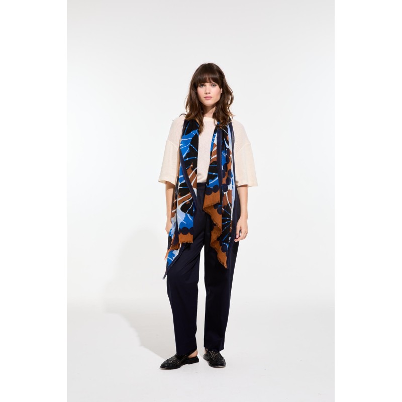 Foulard en coton Graphique à fleur bleu/Mapoésie