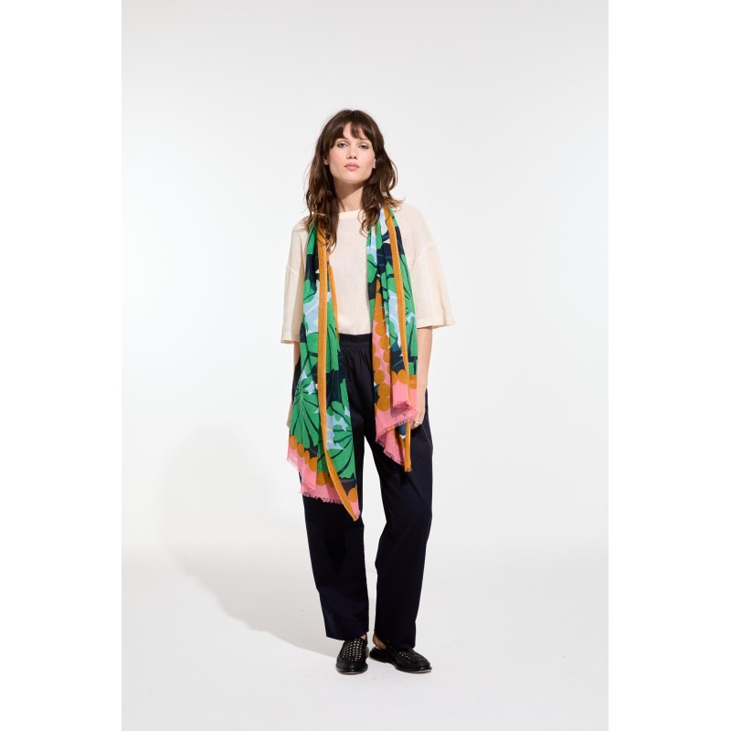 Foulard en coton Graphique à fleur vert/Mapoésie