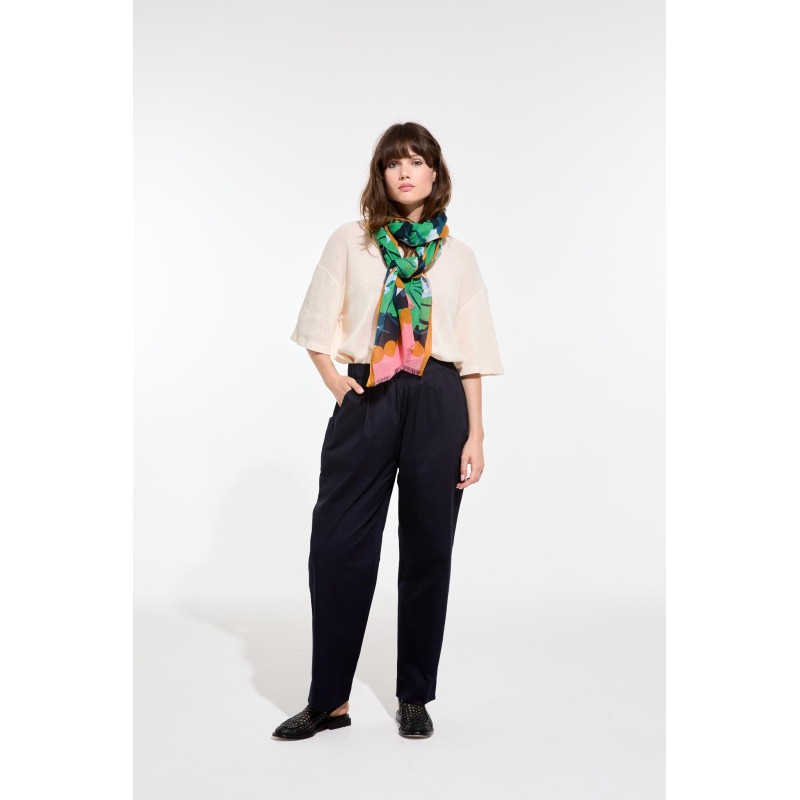 Foulard en coton Graphique à fleur vert/Mapoésie