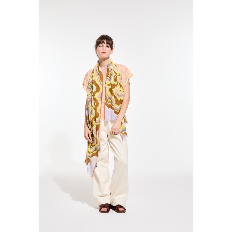 Foulard en coton Graphique Agate jaune/Mapoésie