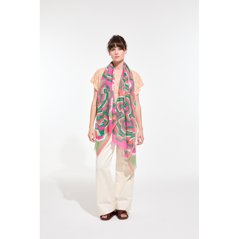 Foulard en coton Graphique Agate rose/Mapoésie