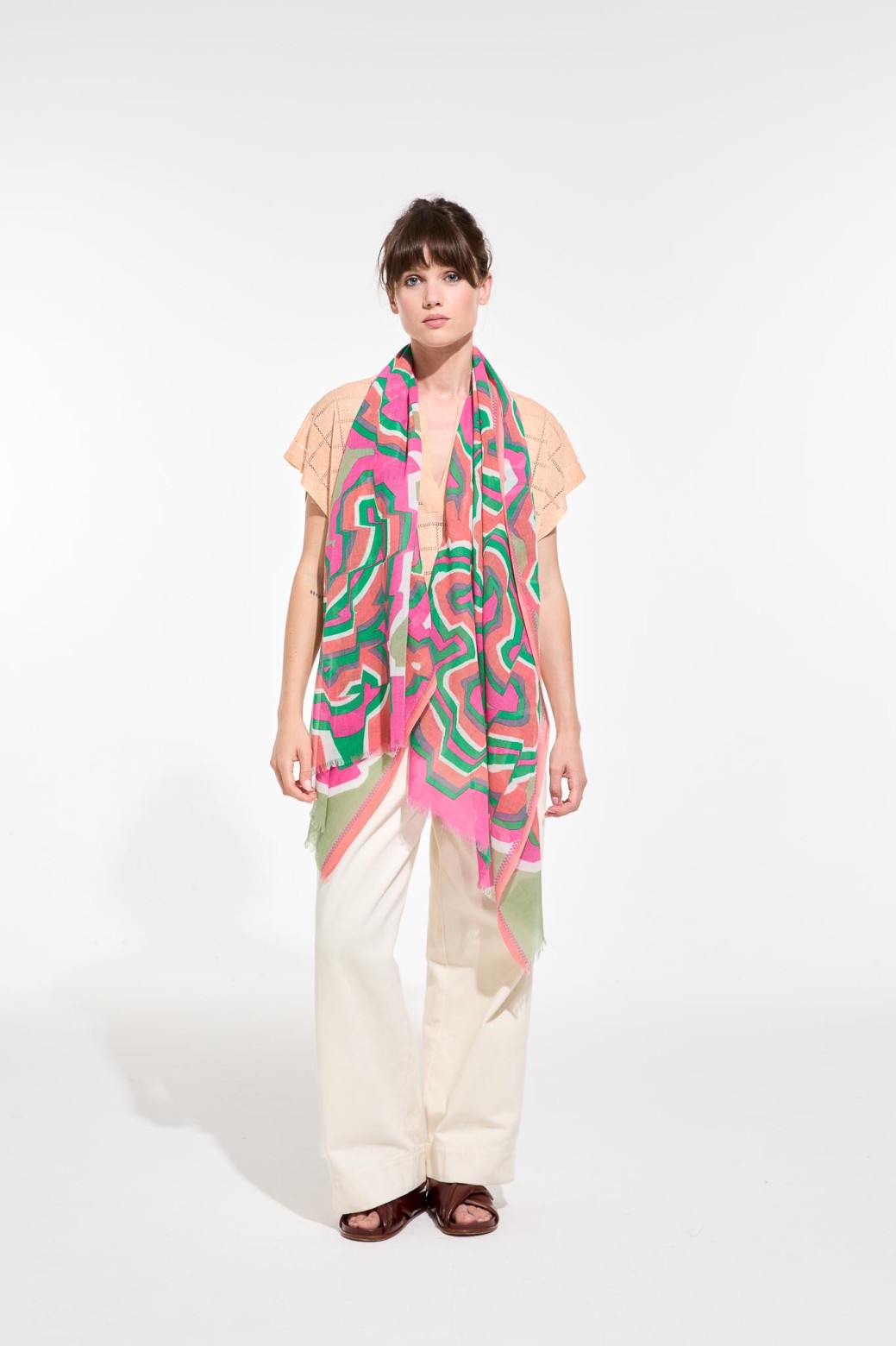 Foulard en coton Graphique Agate rose/Mapoésie
