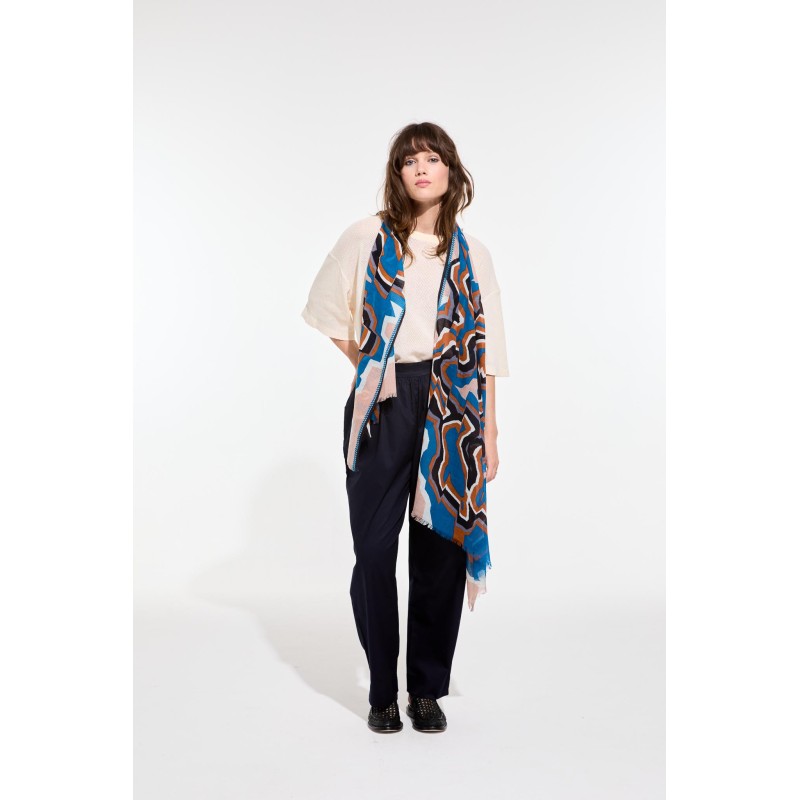 Foulard en coton Graphique Agate gris bleu/Mapoésie
