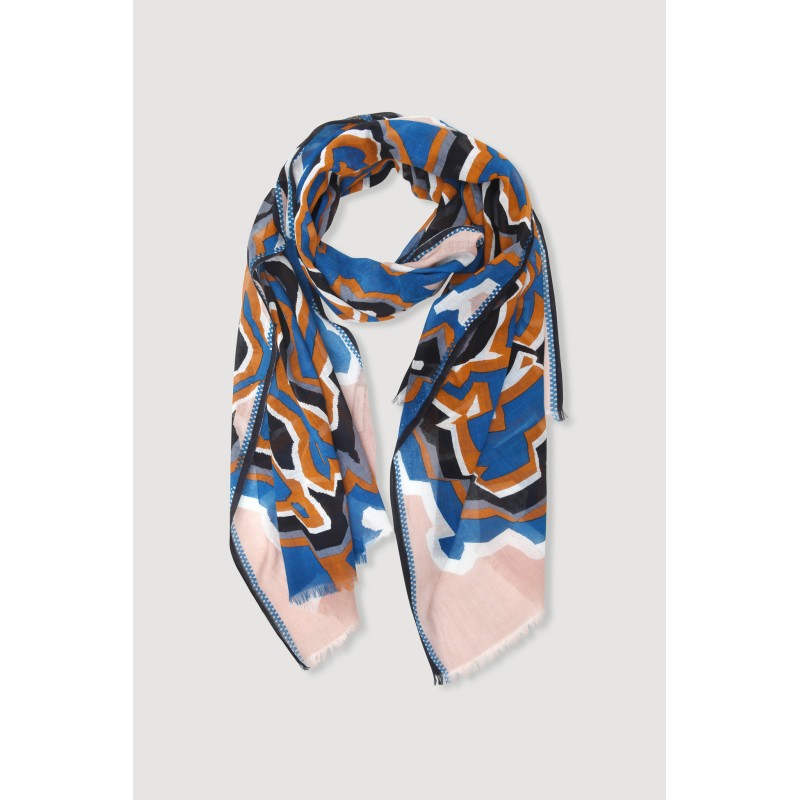 Foulard en coton Graphique Agate gris bleu/Mapoésie