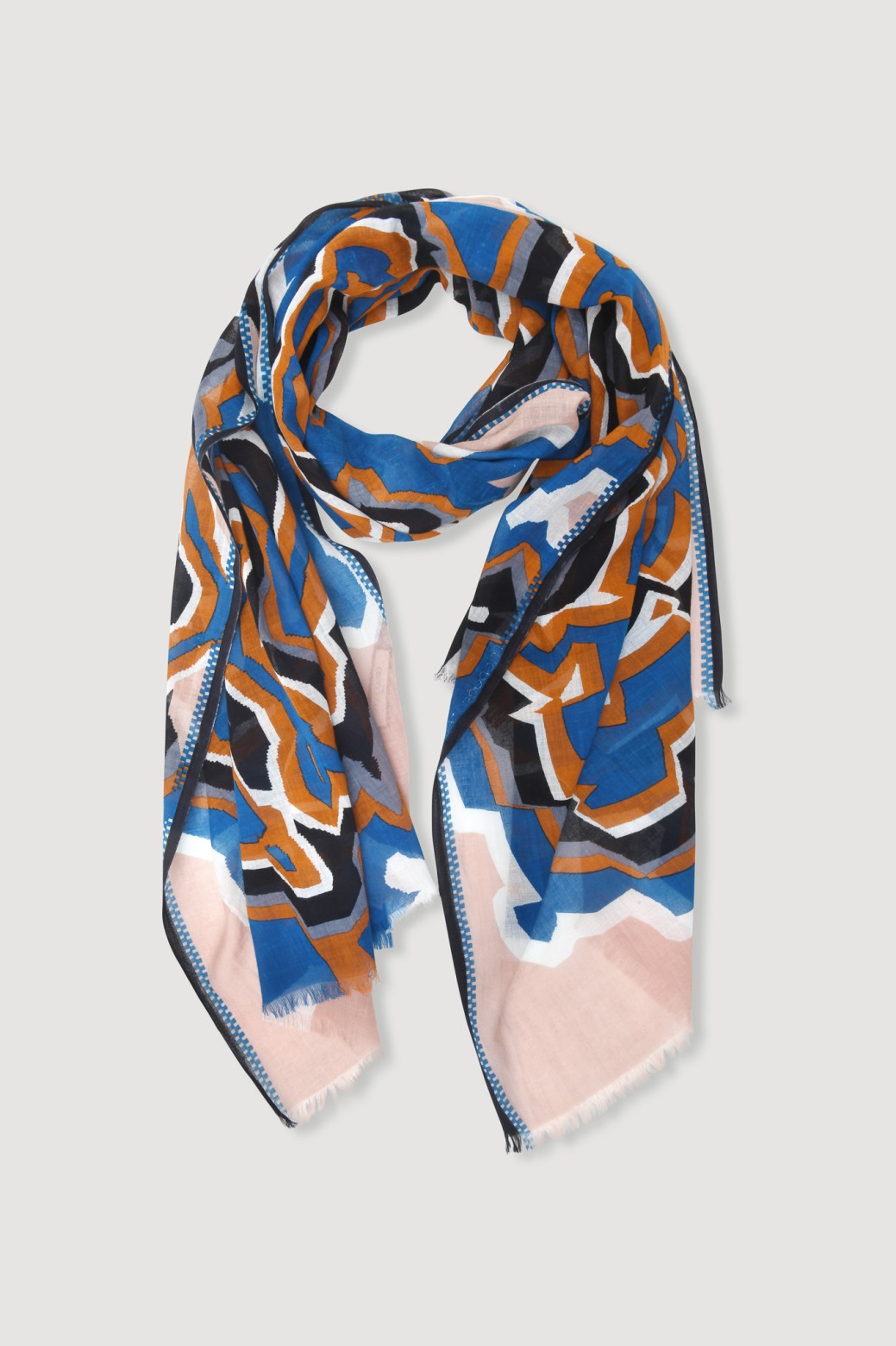 Foulard en coton Graphique Agate gris bleu/Mapoésie