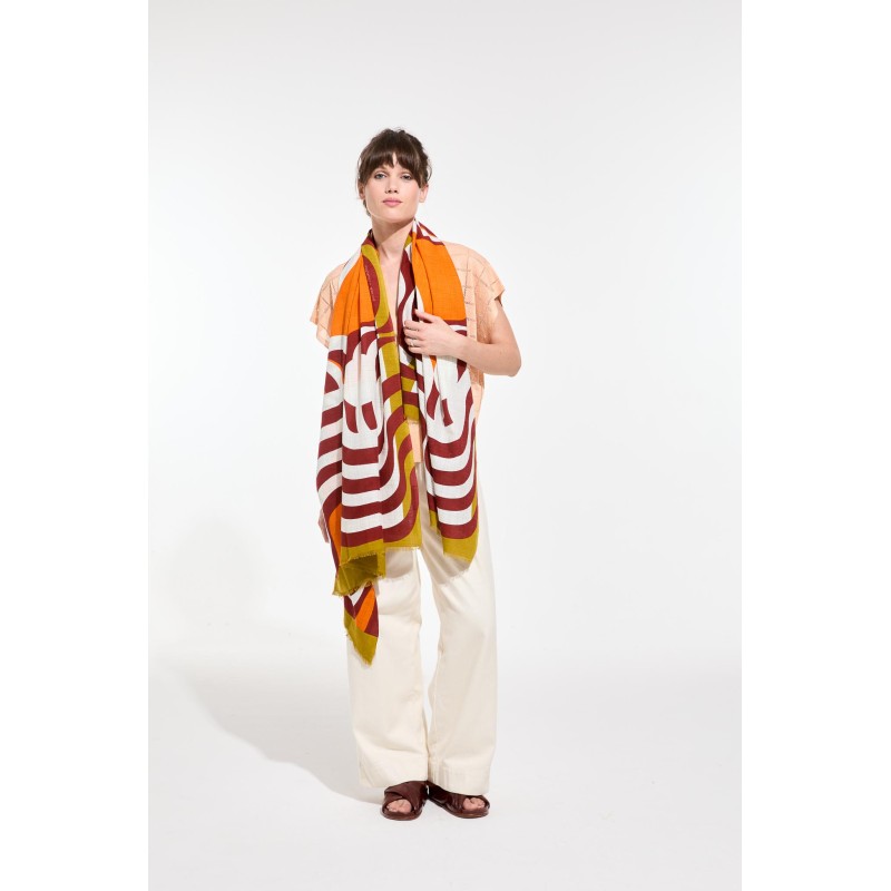 Foulard en coton Graphique Nebuleuse orange/Mapoésie