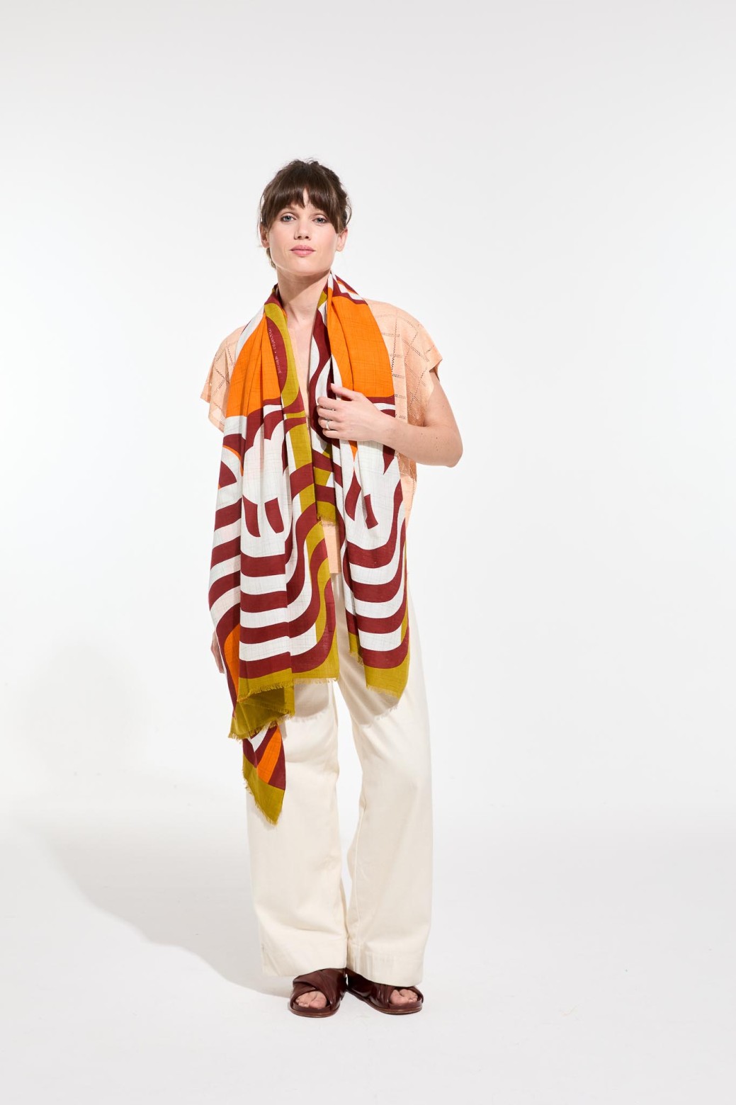 Foulard en coton Graphique Nebuleuse orange/Mapoésie