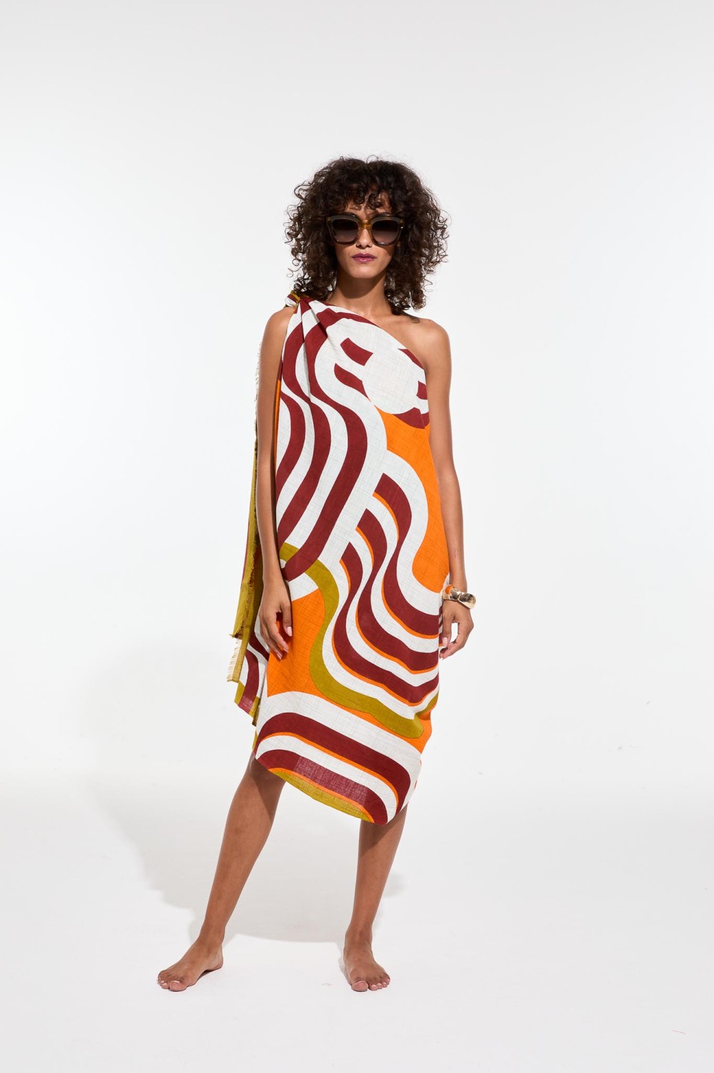 Foulard en coton Graphique Nebuleuse orange/Mapoésie