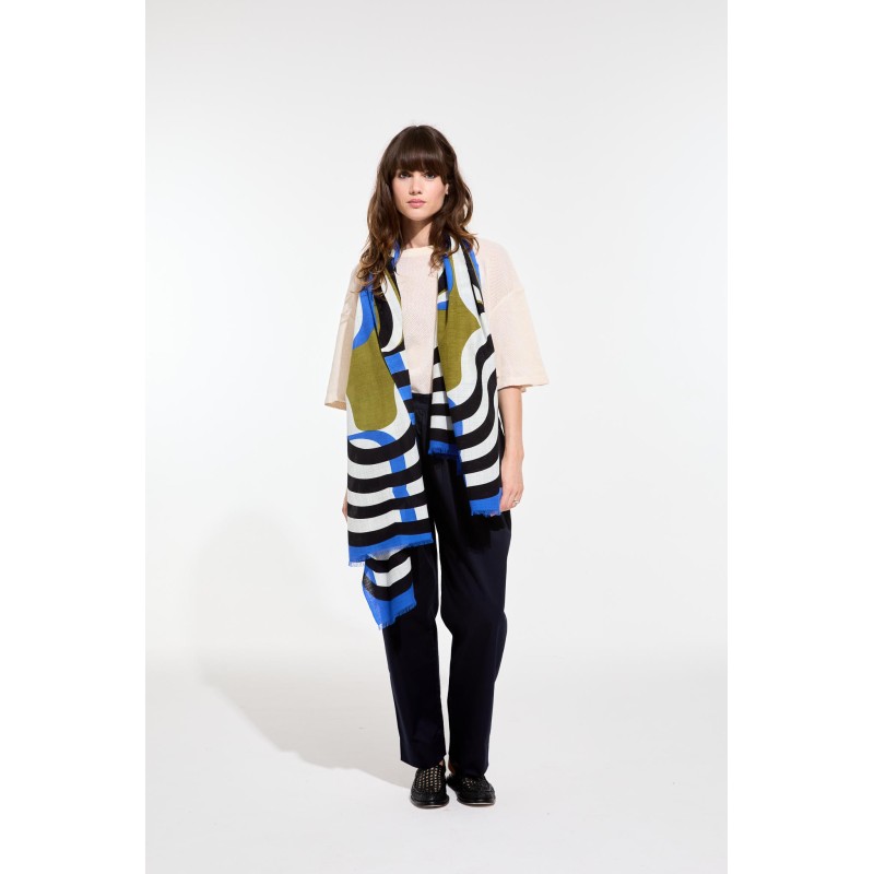 Foulard en coton Graphique Nebuleuse kaki/Mapoésie