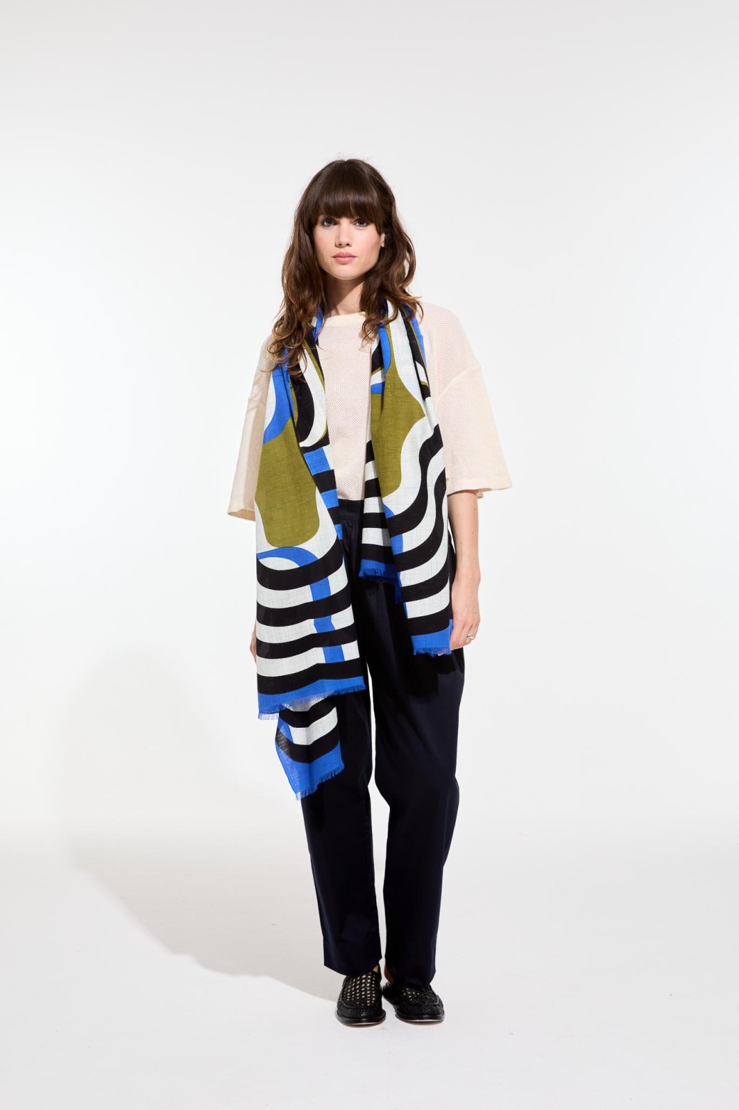 Foulard en coton Graphique Nebuleuse kaki/Mapoésie
