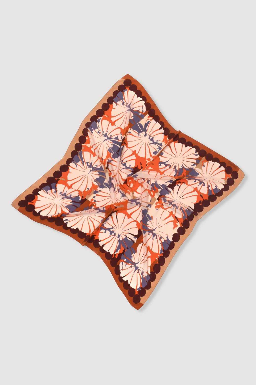 Carré en soie graphique à fleurs- Poppy rose/Mapoésie