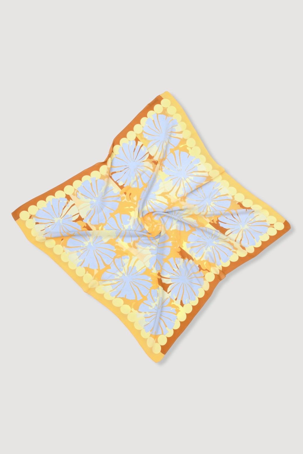 Carré en soie graphique à fleurs- Poppy jaune/Mapoésie
