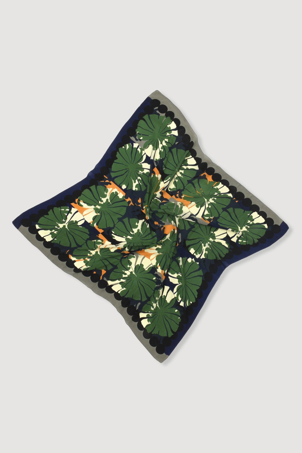 Carré en soie graphique à fleurs- poppy vert/Mapoésie