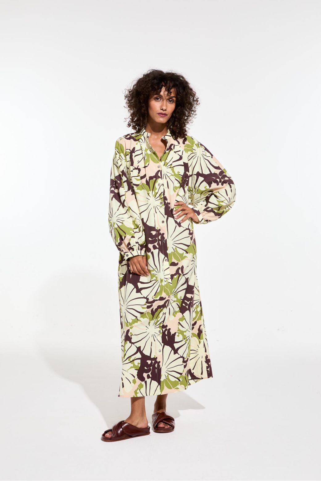 Robe Eulalie Pavot Kaki Rose