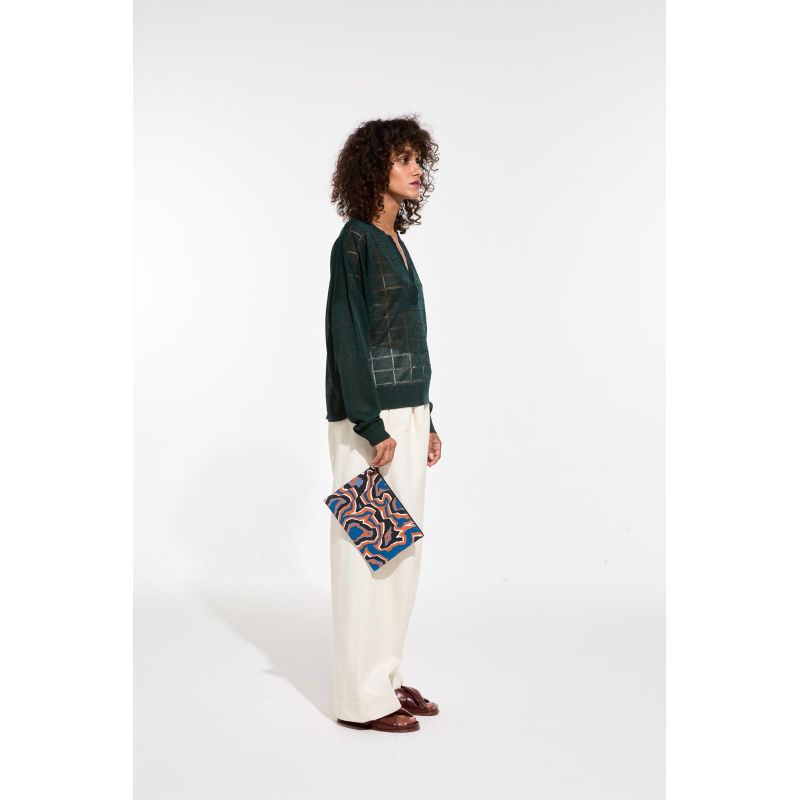 Pochette Goa Agate Gris Bleu