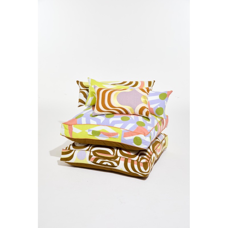 Coussin en coton rectangle Bloom jaune/Mapoésie