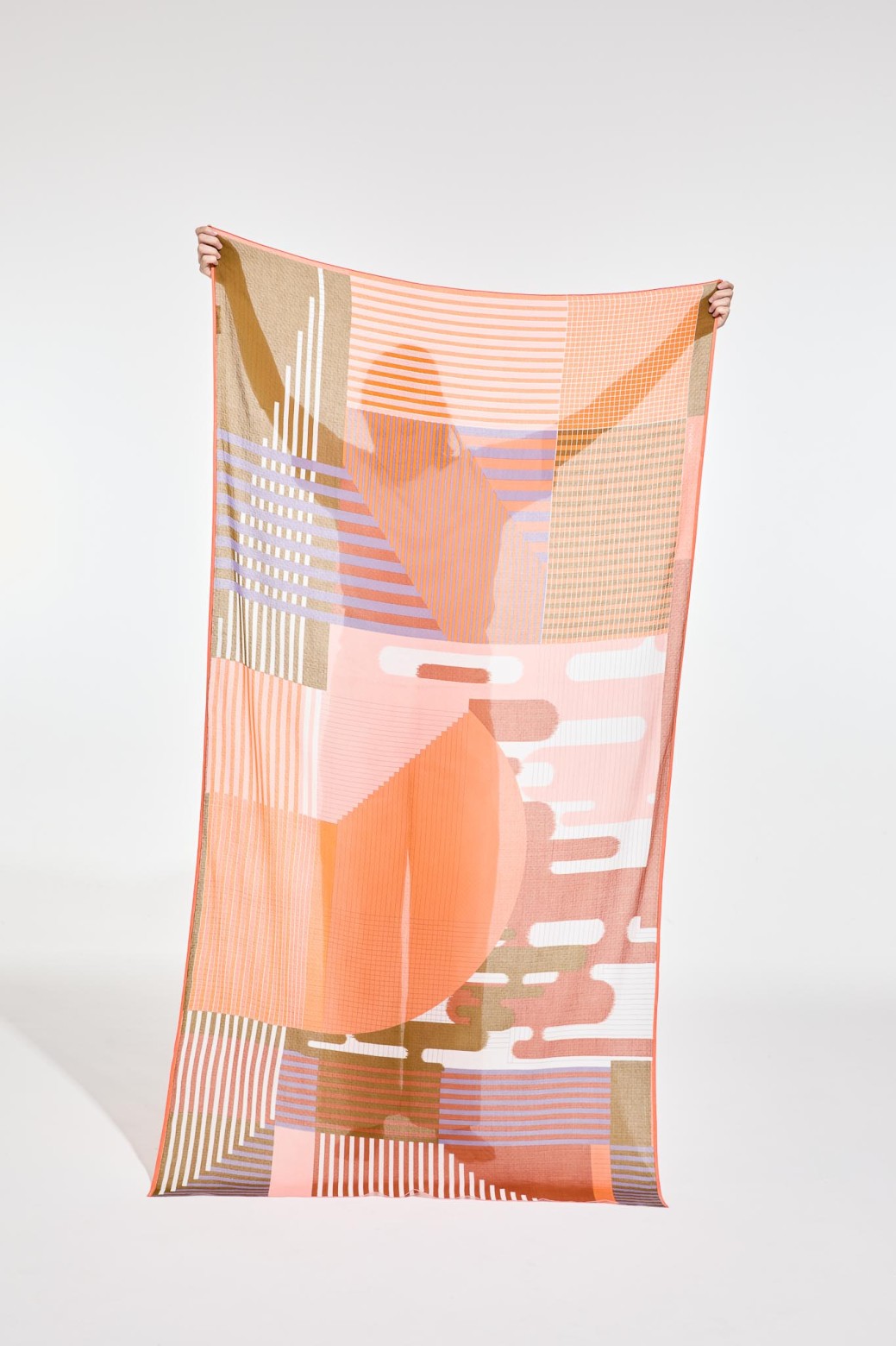 Foulard en coton Graphique Cascade corail/Mapoésie