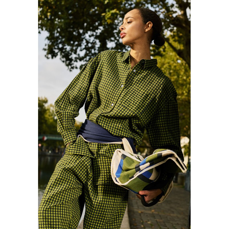 Chemise oversize à carreaux-kaki/Mapoésie