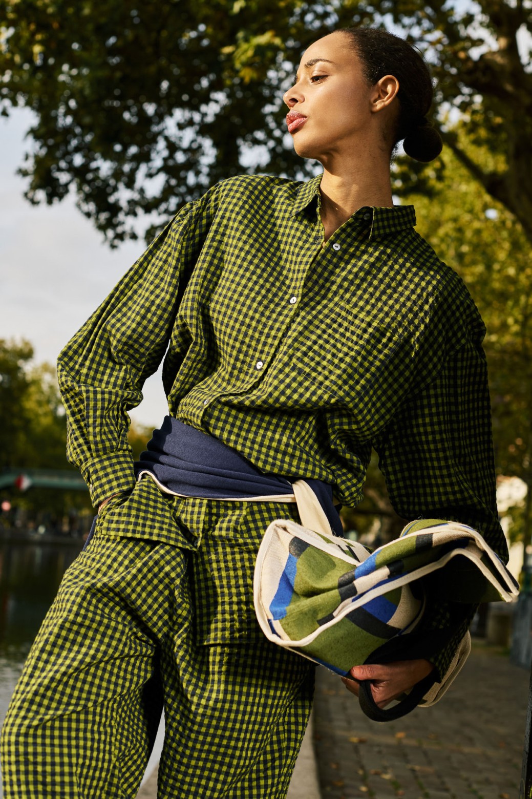Chemise oversize à carreaux-kaki/Mapoésie