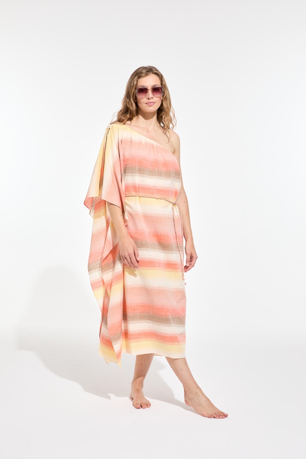 Robe longue asymétrique-orange/Mapoésie