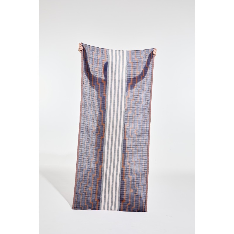 Foulard en coton graphique Celeste bleu marine/Mapoésie