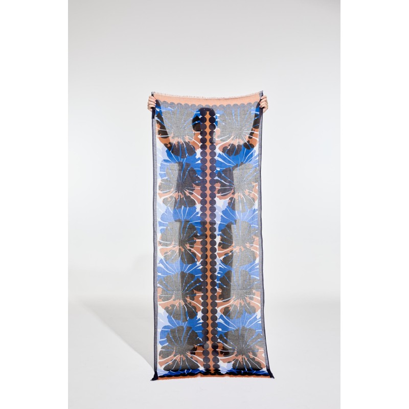 Foulard en coton Graphique à fleur bleu/Mapoésie