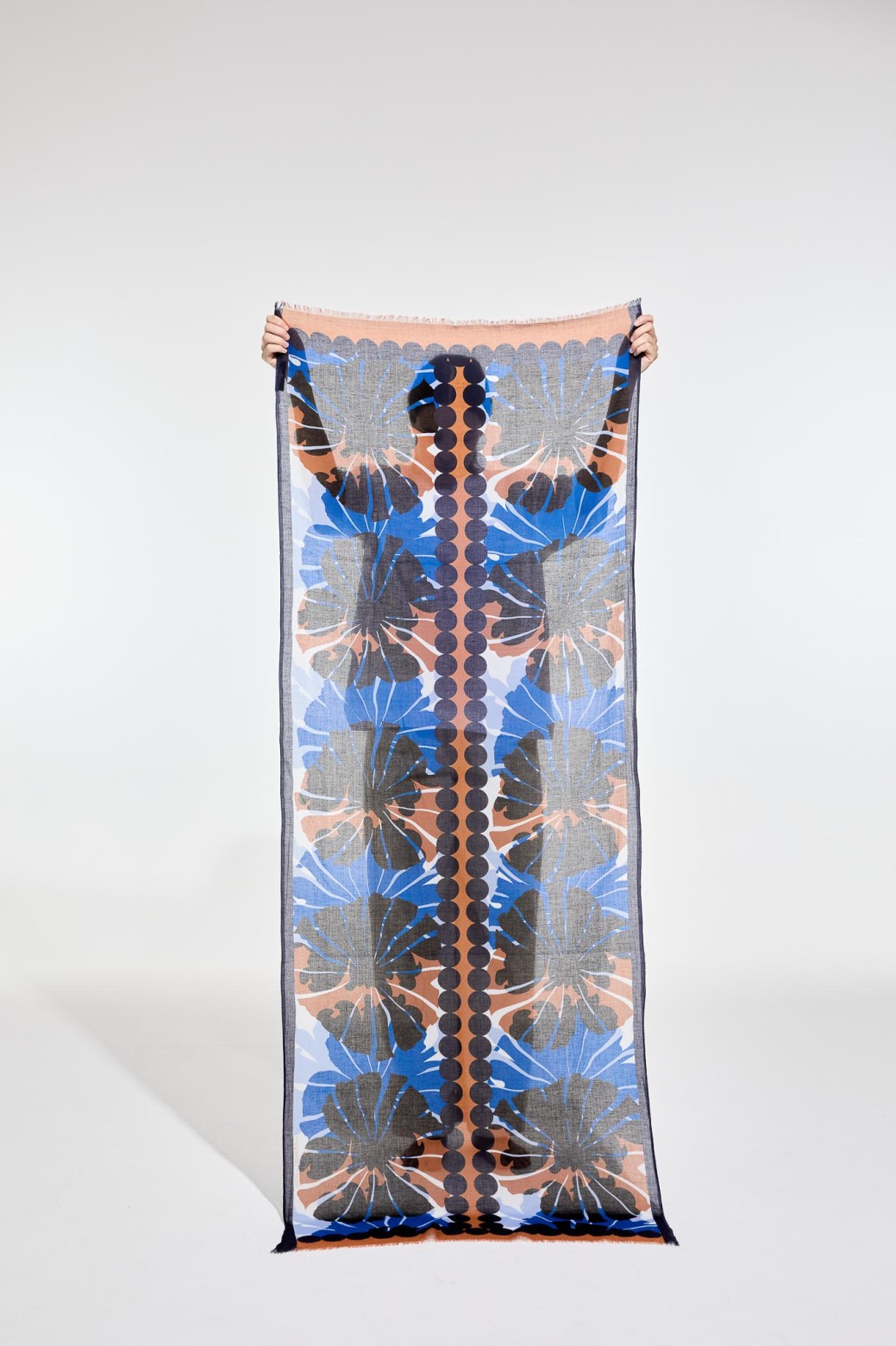 Foulard en coton Graphique à fleur bleu/Mapoésie