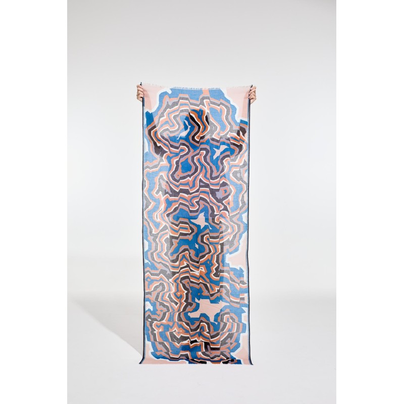 Foulard en coton Graphique Agate gris bleu/Mapoésie