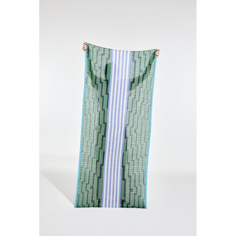 Foulard en coton graphique Celeste vert/Mapoésie