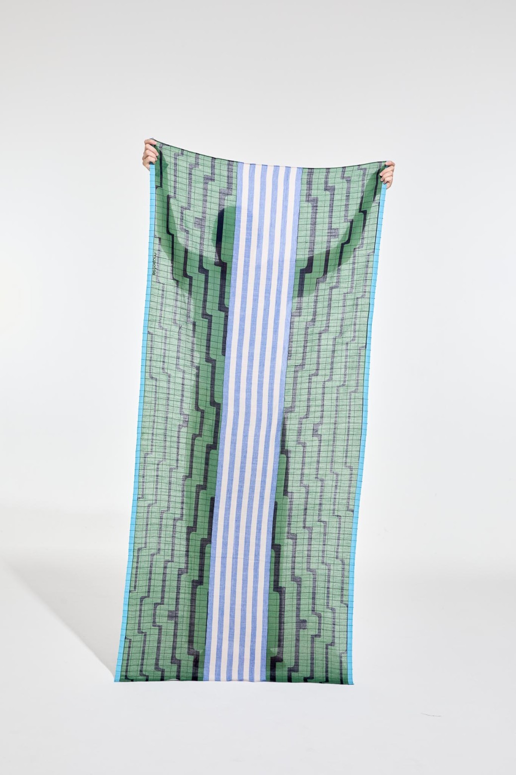 Foulard en coton graphique Celeste vert/Mapoésie