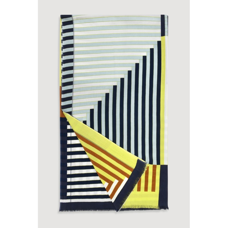 Fouta en coton graphique Riviera jaune/Mapoésie