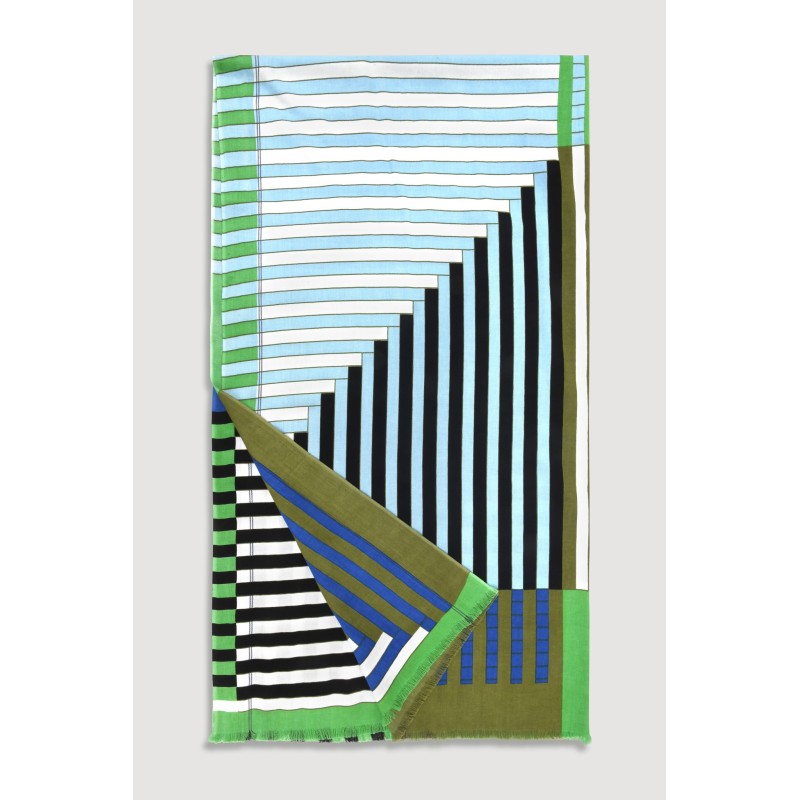Fouta en coton graphique Riviera vert/Mapoésie
