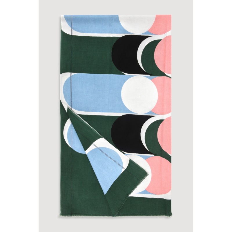 Fouta en coton graphique Corolle vert/Mapoésie