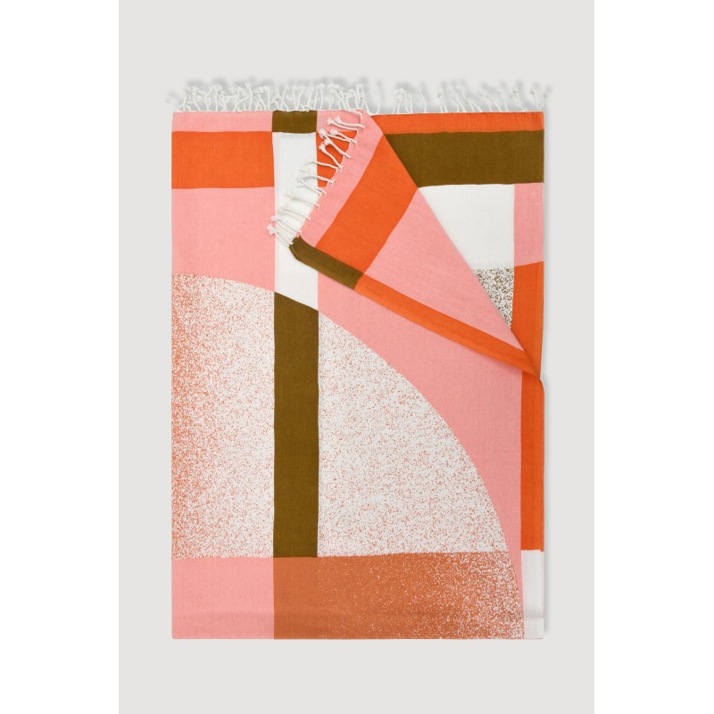 Fouta en coton graphique Sunrise rose/ Mapoésie