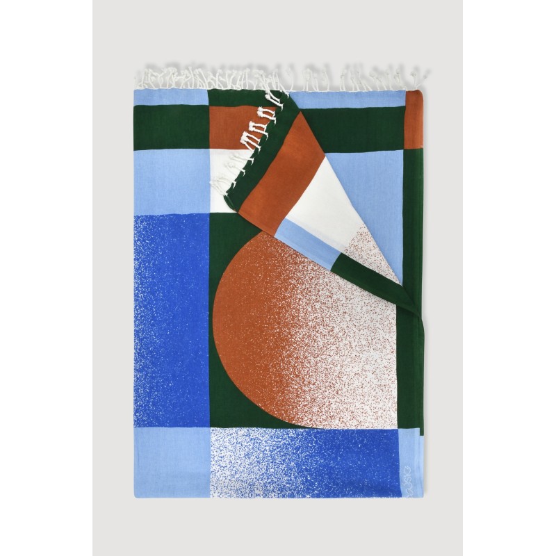 Blue Sunrise graphic cotton fouta / Mapoésie