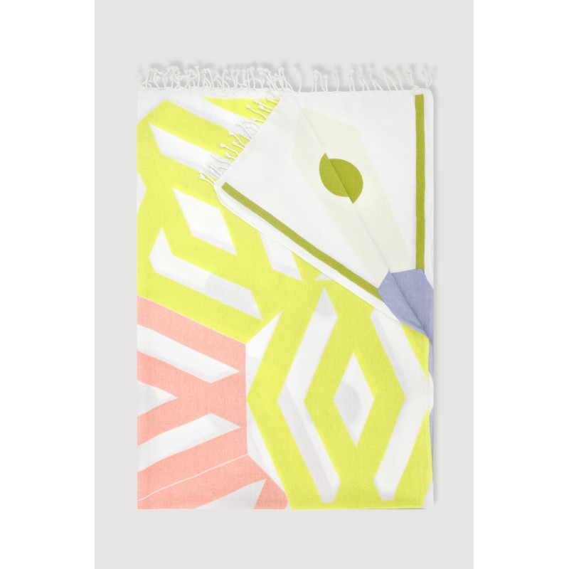 Bloom graphic print cotton fouta – yellow / Mapoésie