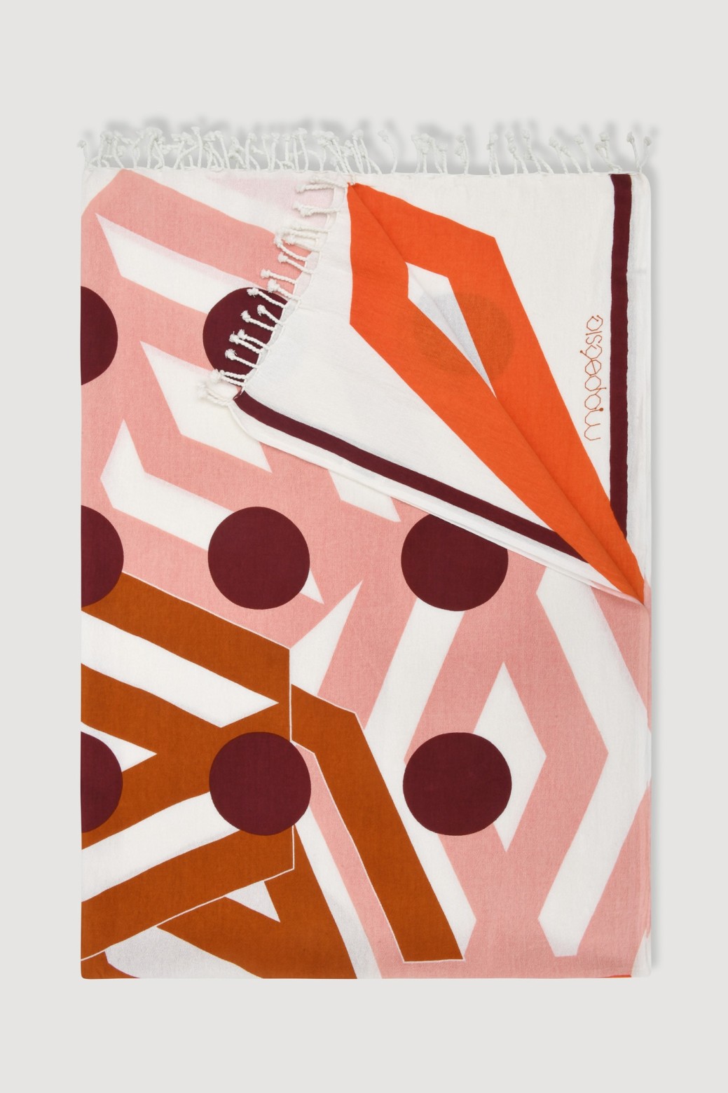 Bloom graphic print cotton fouta – orange / Mapoésie