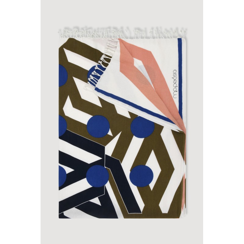 Bloom graphic print cotton fouta – khaki / Mapoésie
