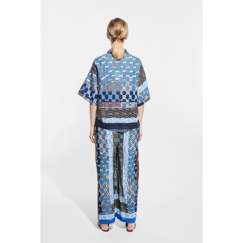 Chemise manches courtes en coton-bleu/ Mapoésie