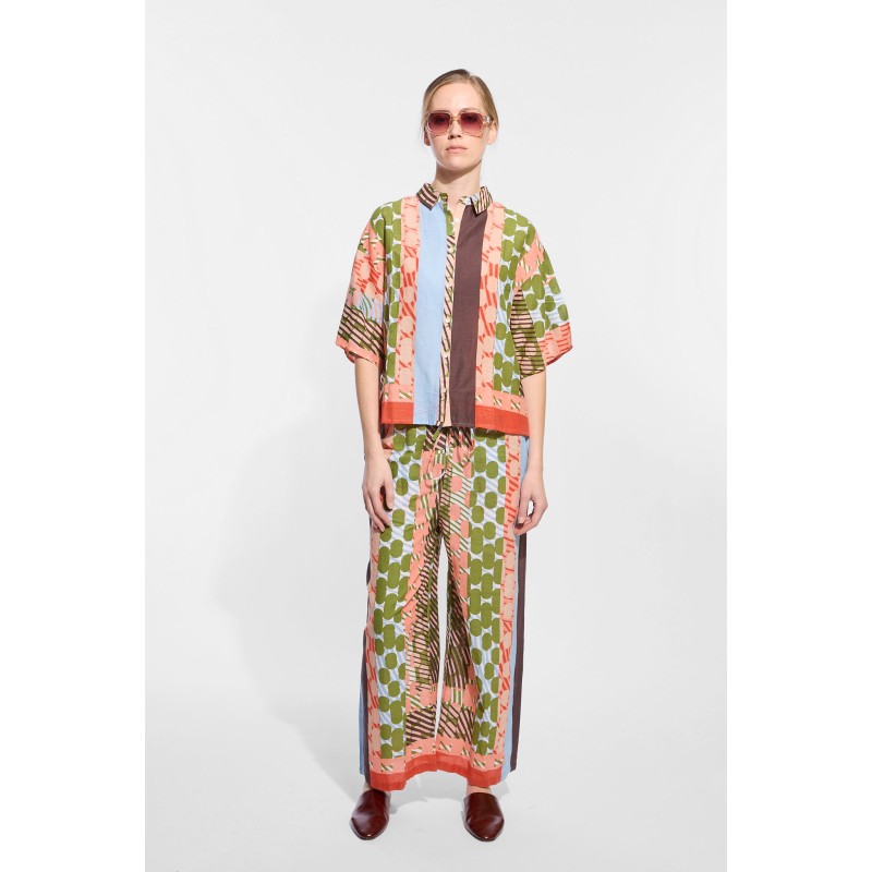 Chemise manches courtes en coton-kaki/ Mapoésie