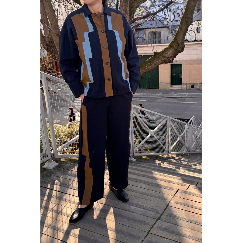 Pantalon taille haute - coupe droite - marine / Mapoésie